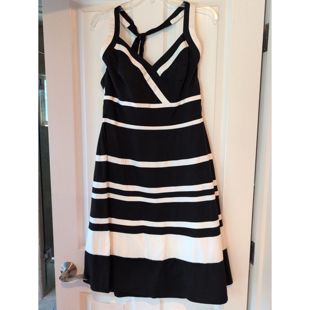 White House Black Market Halter Sundress In Black And White Sz 12